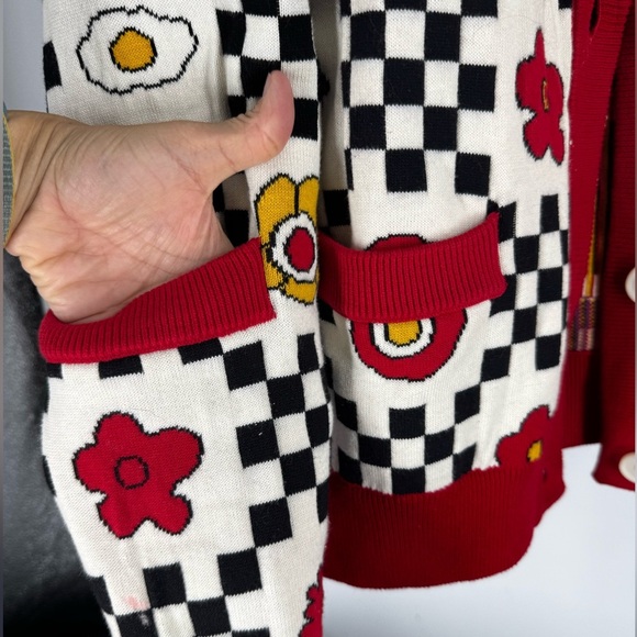 Kina and Tam bright sweater cardigan medium pop art - Picture 5 of 6